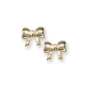 Gold Bow Earrings for Girls - 14K Yellow Gold Screw Back Earrings for Baby, Toddler, Child