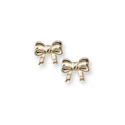 Gold Bow Earrings for Girls - 14K Yellow Gold Screw Back Earrings for Baby, Toddler, Child/