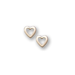 Gold Open Heart Earrings for Girls - 14K Yellow Gold Screw Back Earrings for Baby, Toddler, Child - BEST SELLER/