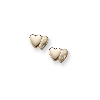 Absolutely Adorable Gold Double Heart Earrings for Girls - 14K Yellow Gold Screw Back Earrings for Baby Girls - BEST SELLER