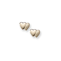 Absolutely Adorable Gold Double Heart Earrings for Girls - 14K Yellow Gold Screw Back Earrings for Baby Girls - BEST SELLER/