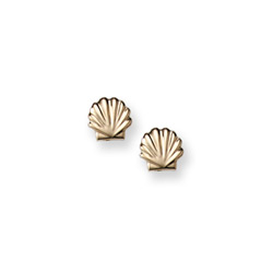 Gold Seashell Earrings for Girls - 14K Yellow Gold Screw Back Earrings for Baby, Toddler, Child - BEST SELLER/