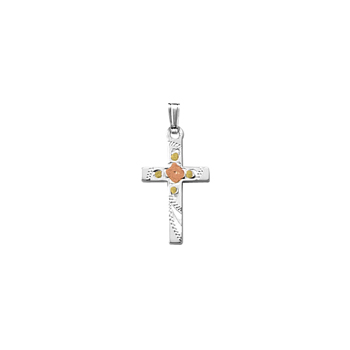 Confirmation Cross Necklaces for Girls - Sterling Silver Rhodium Tri-Color Cross Flower Pendant - Includes 18" Sterling Silver Rhodium Chain