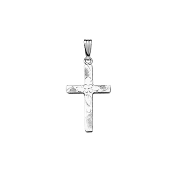 Beautiful Flower Cross Necklaces for Girls - Sterling Silver Rhodium Cross Pendant - Includes 18" Sterling Silver Rhodium Chain