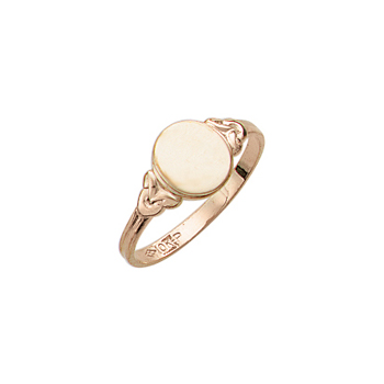 Because I Love You - Oval 10K Yellow Gold Girls Engravable Signet Ring - Size 4 Child Ring - BEST SELLER