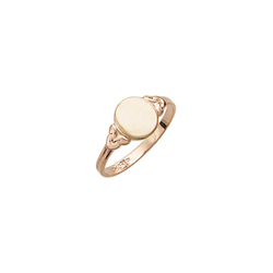 Because I Love You - Oval 10K Yellow Gold Girls Engravable Signet Ring - Size 4 Child Ring - BEST SELLER/