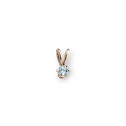 Little Girls Birthstone Necklaces - March Birthstone -14K Yellow Gold Genuine Aquamarine Gemstone 3mm - Includes a 15