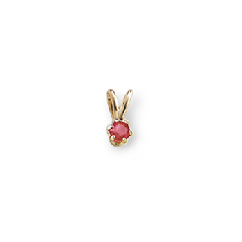 Little Girls Birthstone Necklaces - July Birthstone - 14K Yellow Gold Genuine Ruby Gemstone 3mm - Includes a 15" 14K Yellow Gold Rope Chain - BEST SELLER