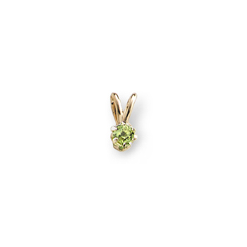 Little Girls Birthstone Necklaces - August Peridot - 14K Yellow Gold Genuine Peridot Gemstone 3mm - Includes a 15" 14K Yellow Gold Rope Chain