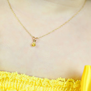 Little Girls Birthstone Necklaces - November Birthstone - 14K Yellow Gold Genuine Citrine Gemstone 3mm - Includes a 15" 14K Yellow Gold Rope Chain