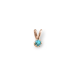 Little Girls Birthstone Necklaces - December Birthstone - 14K Yellow Gold Genuine Blue Zircon Gemstone 3mm - Includes a 15