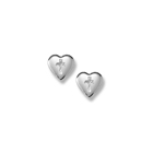 Silver Heart Cross Earrings for Girls - Sterling Silver Rhodium Screw Back Earrings for Baby, Toddler, Child - BEST SELLER