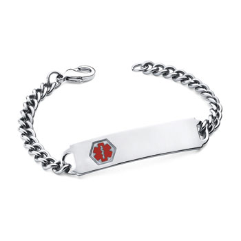 Stainless Steel Medical Alert ID Bracelet for Kids - Engravable on the front and back - Size 6.25" (Child - Teen) 