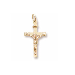 Rembrandt 14K Yellow Gold Crucifix Cross Charm – Add to a bracelet or necklace/