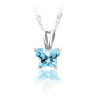 Girls Butterfly Necklace - CZ March Birthstone