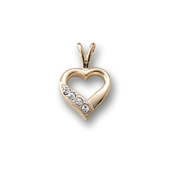 Little Girls Diamond Heart Necklace - 14K Yellow Gold - 15" chain included