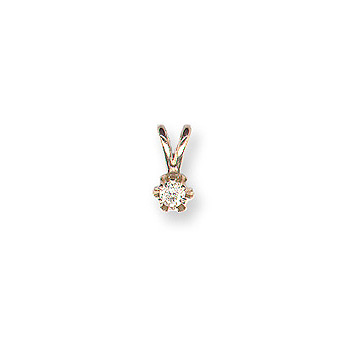 Little Girls Diamond Solitaire Necklace - 14K Yellow Gold - 15" chain included - BEST SELLER