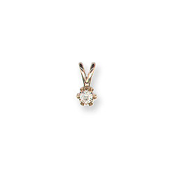 Little Girls Diamond Solitaire Necklace - 14K Yellow Gold - 15