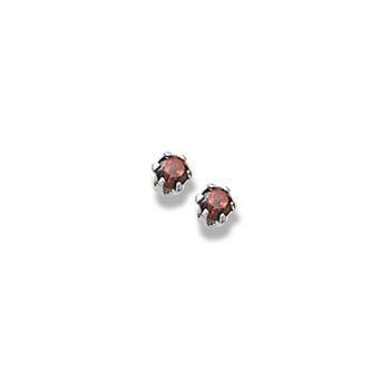 January Birthstone Sterling Silver Rhodium Screw Back Earrings for Babies & Toddlers - 3mm Synthetic Garnet Gemstone - Safety threaded screw back post