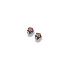 January Birthstone Sterling Silver Rhodium Screw Back Earrings for Babies & Toddlers - 3mm Synthetic Garnet Gemstone - Safety threaded screw back post