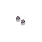 February Birthstone Sterling Silver Rhodium Screw Back Earrings for Babies & Toddlers - 3mm Synthetic Amethyst Gemstone - Safety threaded screw back post