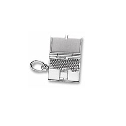 Rembrandt Sterling Silver Small Laptop Computer (Opens)– Engravable on front - Add to a bracelet or necklace/