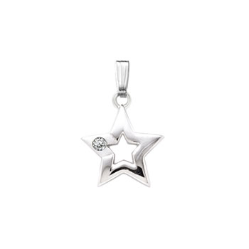 Little Girls Diamond Star Necklace - Sterling Silver Rhodium - 15" chain included - BEST SELLER