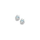 March Birthstone Sterling Silver Rhodium Screw Back Earrings for Babies & Toddlers - 3mm Synthetic Aquamarine Gemstone - Safety threaded screw back post - BEST SELLER