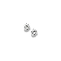 April Birthstone Sterling Silver Rhodium Screw Back Earrings for Babies & Toddlers - 3mm Synthetic White Topaz Gemstone - Safety threaded screw back post - BEST SELLER/