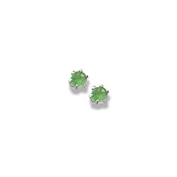 May Birthstone Sterling Silver Rhodium Screw Back Earrings for Babies & Toddlers - 3mm Synthetic Emerald Gemstone - Safety threaded screw back post/