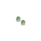 May Birthstone Sterling Silver Rhodium Screw Back Earrings for Babies & Toddlers - 3mm Synthetic Emerald Gemstone - Safety threaded screw back post