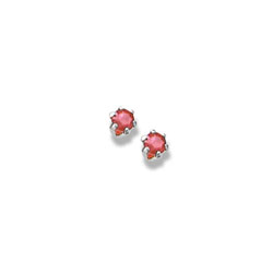 July Birthstone Sterling Silver Rhodium Screw Back Earrings for Babies & Toddlers - 3mm Synthetic Ruby Gemstone - Safety threaded screw back post - BEST SELLER/