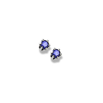 September Birthstone Sterling Silver Rhodium Screw Back Earrings for Babies & Toddlers - 3mm Synthetic Blue Sapphire Gemstone - Safety threaded screw back post - BEST SELLER
