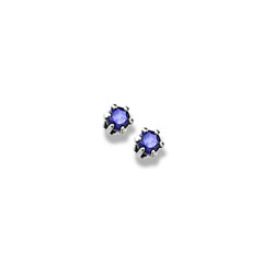 September Birthstone Sterling Silver Rhodium Screw Back Earrings for Babies & Toddlers - 3mm Synthetic Blue Sapphire Gemstone - Safety threaded screw back post - BEST SELLER/