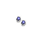 September Birthstone Sterling Silver Rhodium Screw Back Earrings for Babies & Toddlers - 3mm Synthetic Blue Sapphire Gemstone - Safety threaded screw back post - BEST SELLER