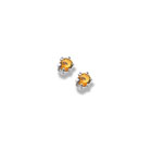 November Birthstone Sterling Silver Rhodium Screw Back Earrings for Babies & Toddlers - 3mm Synthetic Citrine Gemstone - Safety threaded screw back post