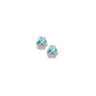 December Birthstone Sterling Silver Rhodium Screw Back Earrings for Babies & Toddlers - 3mm Synthetic Blue Zircon Gemstone - Safety threaded screw back post - BEST SELLER