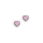 September Pink Sapphire Cubic Zirconia (CZ) Heart Earrings for Girls - Sterling Silver Rhodium Screw Back Earrings for Baby, Toddler, Child