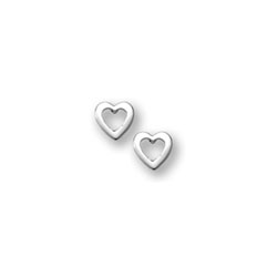 Silver Open Heart Earrings for Girls - Sterling Silver Rhodium Screw Back Earrings for Baby, Toddler, Child - BEST SELLER/