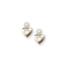 Pearl Heart Earrings for Girls - 14K Yellow Gold - Screw Back Earrings for Baby, Toddler, Child - BEST SELLER