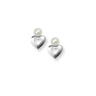 Pearl Heart Earrings for Girls - 14K White Gold - Screw Back Earrings for Baby, Toddler, Child - BEST SELLER