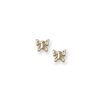 Gold Butterfly Earrings for Girls - 14K Yellow Gold Screw Back Earrings for Baby, Toddler, Child