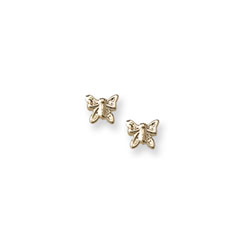Gold Butterfly Earrings for Girls - 14K Yellow Gold Screw Back Earrings for Baby, Toddler, Child/