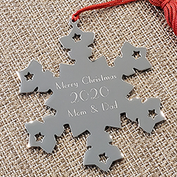 Silver Snowflake Ornament - Engravable/