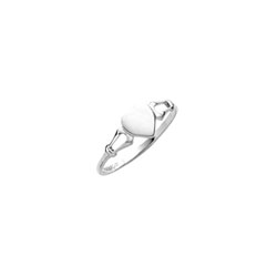 You Are My Heart - 14K White Gold Children's Engravable Heart Signet Ring - Size 4/