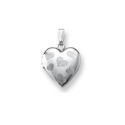 Adorable Little Girls Heart Locket to Love - Sterling Silver Rhodium 13mm Heart Locket - Engravable on back - 15