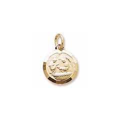 My Holy Baptism - 10K Yellow Gold Small Round Baptismal Rembrandt Charm – Engravable on back - Add to a bracelet or necklace - BEST SELLER/