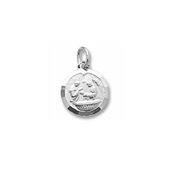My Holy Baptism - 14K White Gold Small Round Baptismal Rembrandt Charm – Engravable on back - Add to a bracelet or necklace /