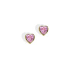 September Pink Sapphire Cubic Zirconia (CZ) Heart Earrings for Girls - 14K Yellow Gold Screw Back Earrings for Baby, Toddler, Child - BEST SELLER