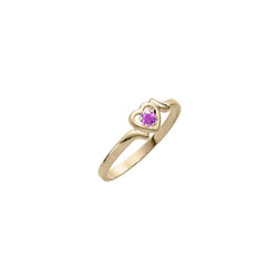 Toddler Birthstone Rings - 14K Yellow Gold Girls February Amethyst Birthstone Ring - Size 3½ - Perfect for Toddlers and Grade School Girls/